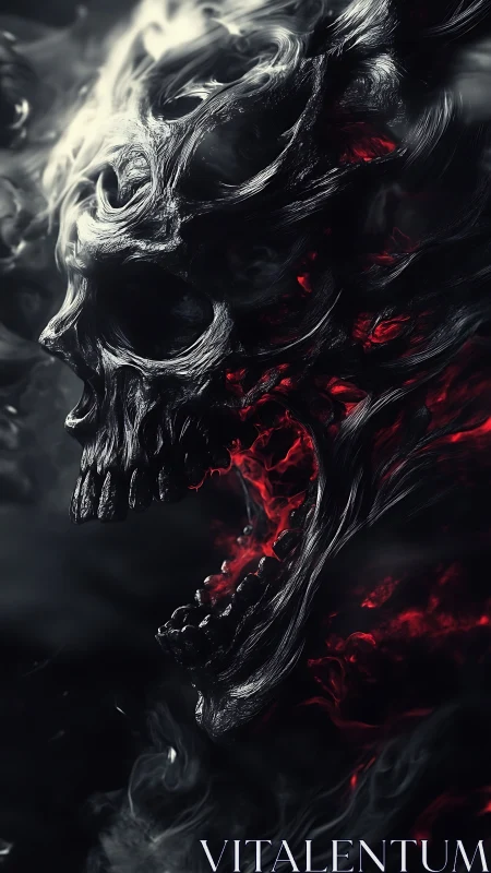 Molten spirit skull emerging from swirling shadow and flame.