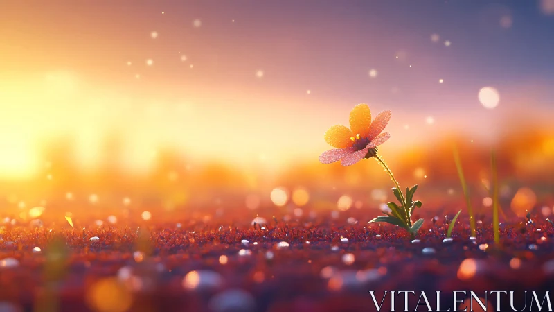 Golden Bloom Defies Twilight Against Bokeh Dreams