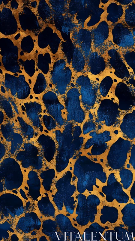 Gold and Navy Organic Cellular Pattern with Textured Surface Variability