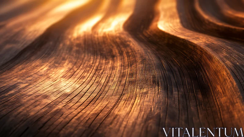 Undulating wooden surface under raking sunset illumination.
