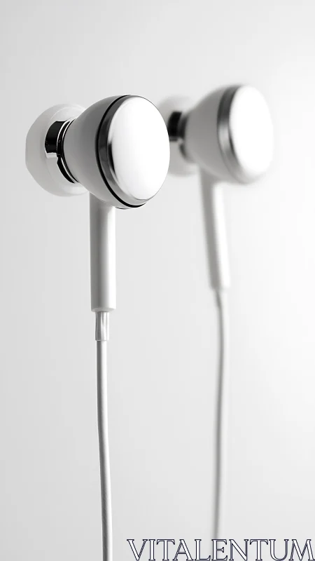 White Earbuds Studio Minimalism.