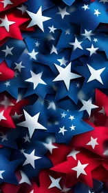 Bold red, white, and blue stars overlap in playful motion