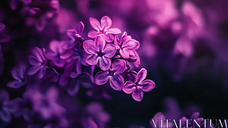 Purple lilac flowers in sharp focus with blurred background