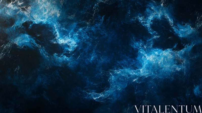 Dramatic deep ocean waves in abstract digital art style.