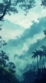 Misty Mountain Valley Where Ancient Trees Meet Tropical Paradise
