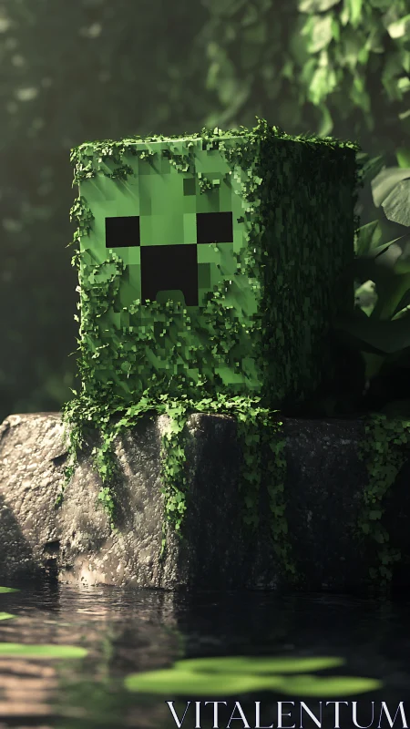 Voxel jungle creature rendered with lush ivy detailing.