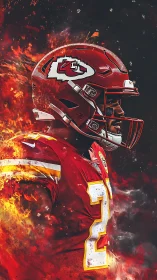Kansas City football player profile rendered with fiery effects