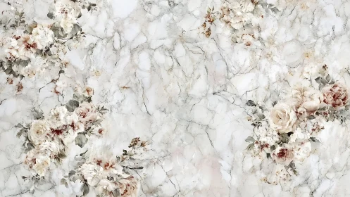 Soft peony clusters on marbled porcelain-style backdrop.