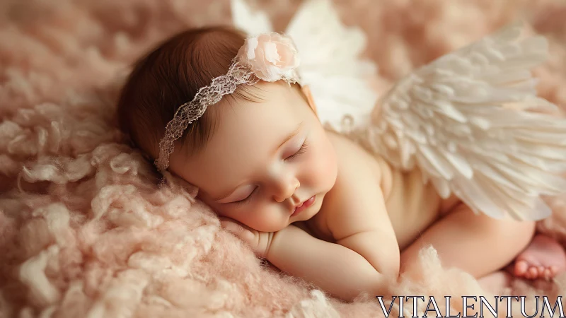 Feathered dreamlet slumbering on rosy cloud of hush.