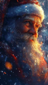Digital painting portrait of Santa in cinematic rim lighting.