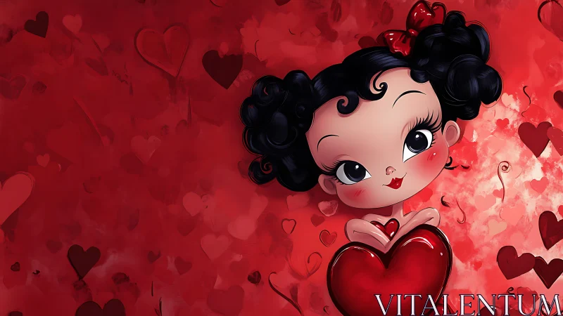 Betty Boop Spreads Love in a Red Hearts Romance Scene