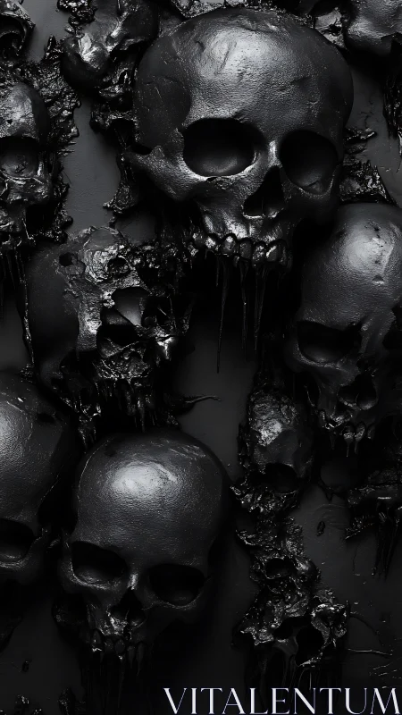 Midnight skulls quietly melt into a lacquered void