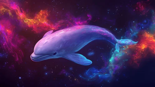 Spectral beluga whale gliding through nebular chromatic turbulence.