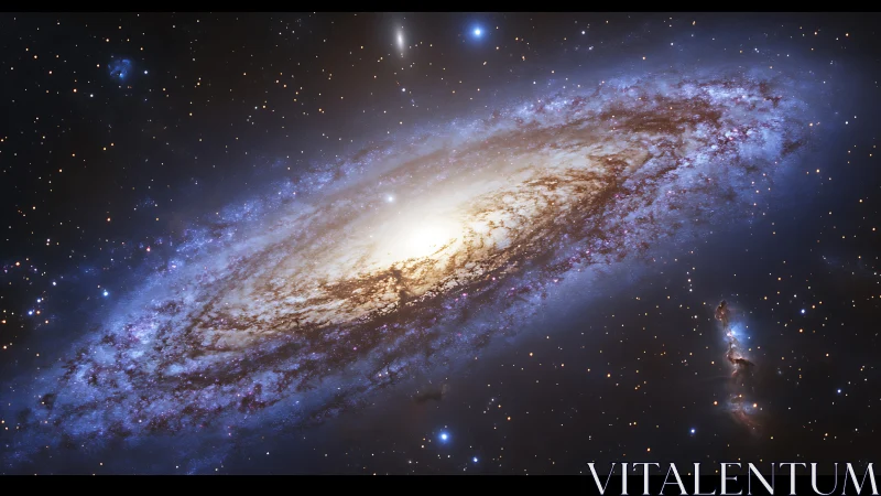 Spiral galaxy core glows through dense starfield dust