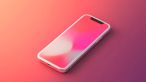 Modern smartphone with gradient screen on pink background, digital art.