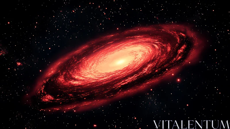 Red spiral galaxy with bright core in deep star field.