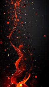 Flowing Red Energy Stream Against Dark Space.