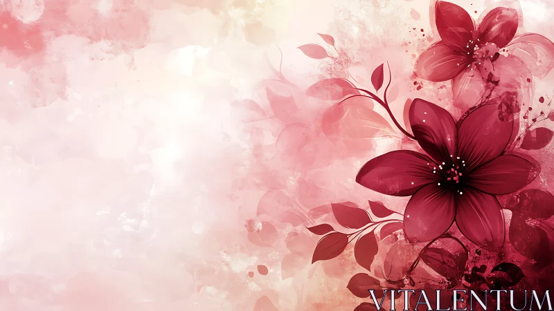 Deep Crimson Blooms Against Soft Pink Gradient.