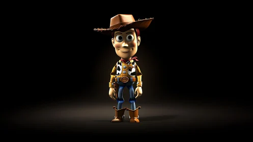 Cowboy toy character rendered against dark background.