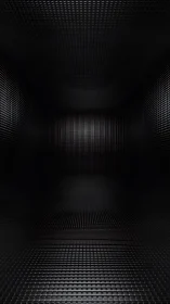 Dark metallic grid tunnel with subtle reflective depth.