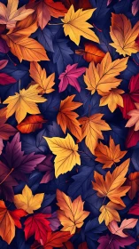 Autumn maple leaves pattern in rich complementary contrast.