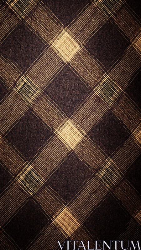 Brown textile surface shows diagonal plaid check pattern