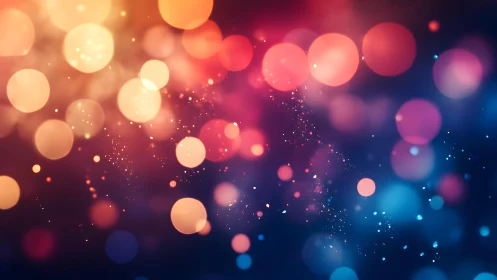 Vibrant abstract bokeh lights in warm and cool hues, digital art.