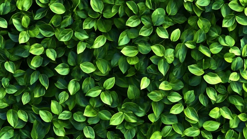 Lush green foliage wall showcases layered botanical texture.