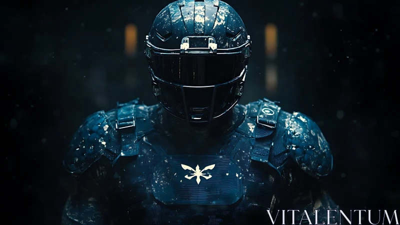 Armored sci fi soldier in dark futuristic combat armor.