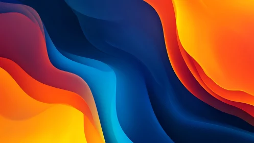 Vibrant layered color waves with fluid orange blue gradients.