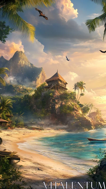 Tropical Coastal Architecture with Mountain Landscape