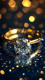 Macro optical study of solitaire diamond ring bokeh field.