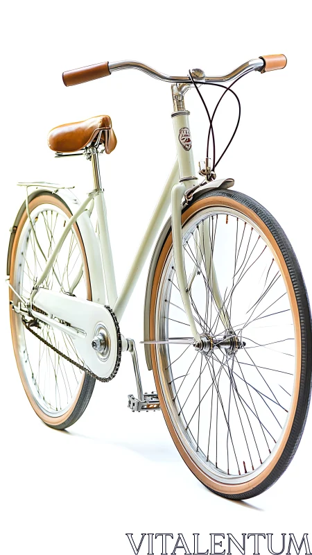 Vintage Cream Bicycle with Warm Leather Saddle and Copper Accents