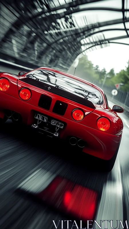 Photorealistic rear racing supercar in dynamic motion study.