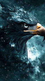 Storm-forged eagle spirit carved from swirling midnight sky.