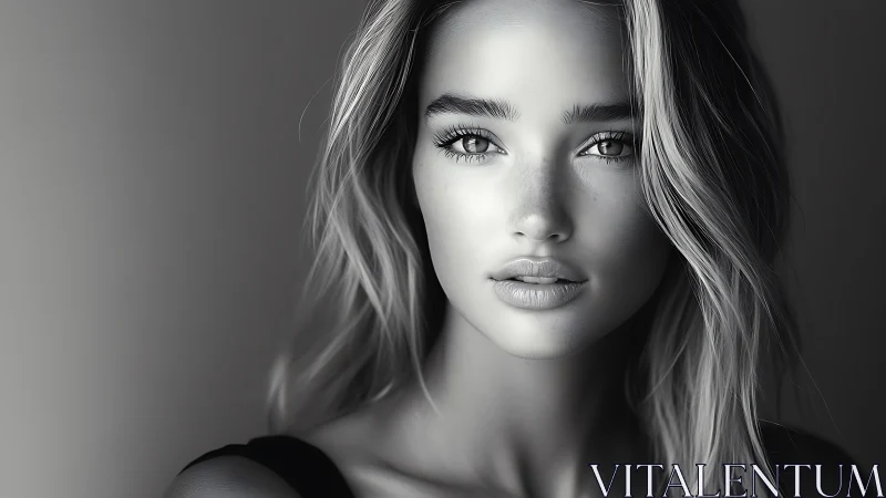 Soft light embraces a calm, confident black and white portrait