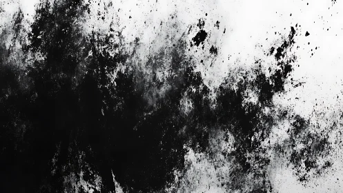 Bold black ink explodes across a stark white canvas scene