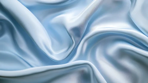 Soft blue satin folds forming fluid abstract waves.