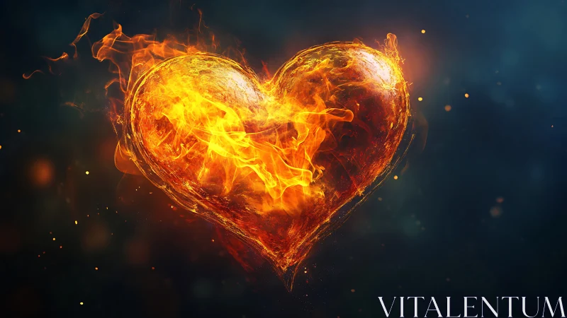 Incandescent Heart Form with Pyrolytic Flame Dynamics and Luminous Particulate Emission.