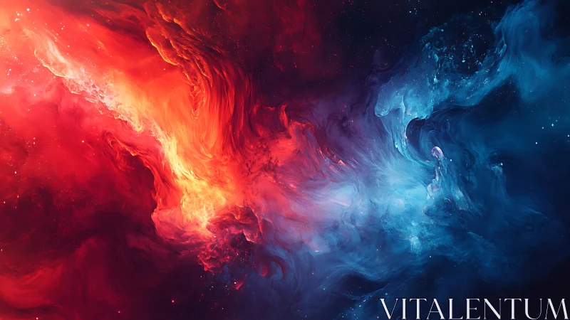 Bipolar cosmic nebula flow with high-contrast red blue plasma