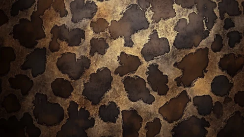 Weathered metal surface with organic hole patterns