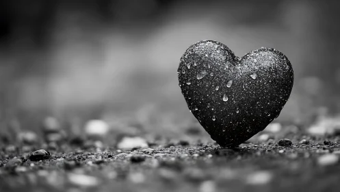 Water-Covered Heart Form on Granular Surface.