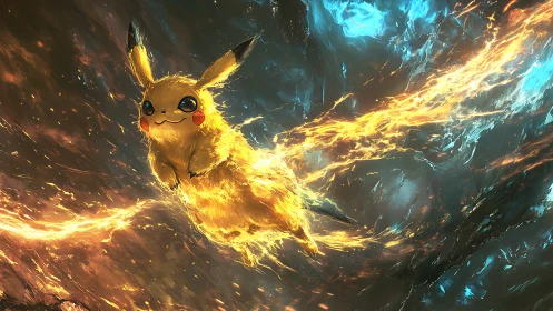 Electric creature surges through cosmic storm of fire and light