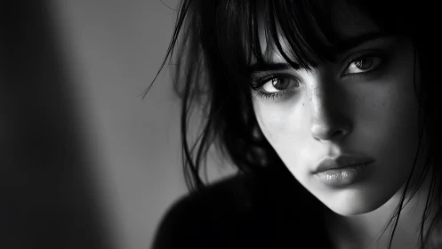 High-contrast monochrome portrait isolates emotive gaze