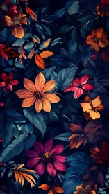 Luminous Floral Composition Against Deep Navy Background