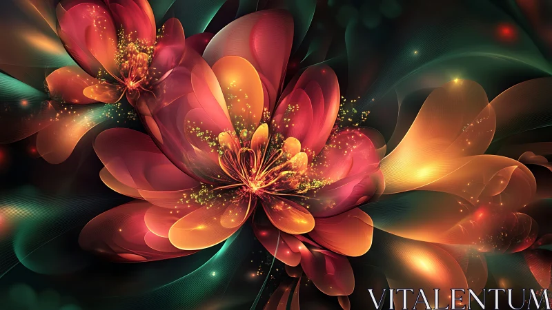 Fractal light-bloom florals with luminous translucent petals