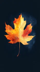 Single autumn maple leaf rendered in warm orange tones