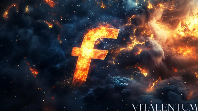 Luminous Letter F: Cosmic Fire and Stellar Nebula Collision.