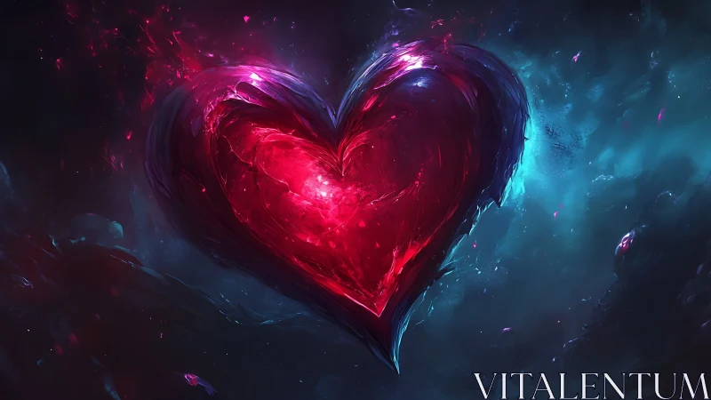 Glowing Heart of Light and Love Against the Cosmos.