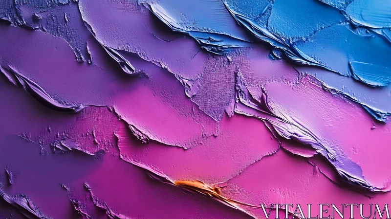 Vibrant Abstract Oil Painting with Purple and Blue Palette.